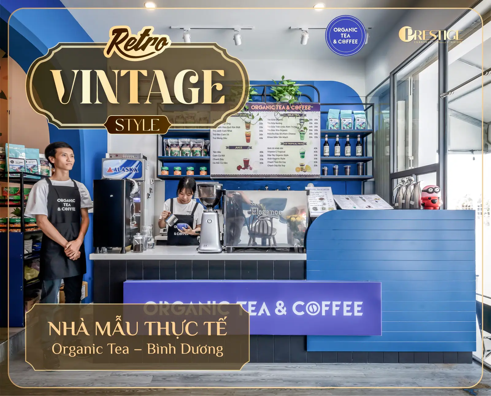 Thi Công Thiết Kế Quán Trà Sữa Organic Tea & Coffee – 180M²