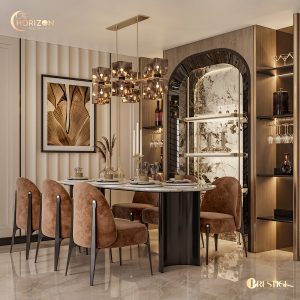 Thiết Kế Nội Thất Căn Hộ Theo Phong Cách Modern Luxury Phòng Khách Bếp