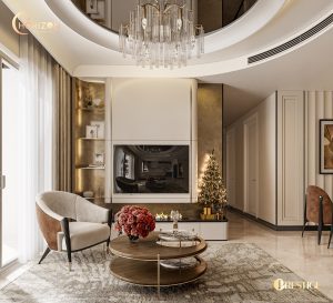 Thiết Kế Nội Thất Căn Hộ Theo Phong Cách Modern Luxury Phòng Khách Bếp