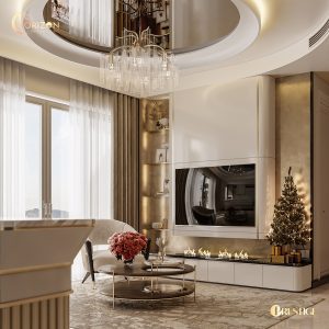 Thiết Kế Nội Thất Căn Hộ Theo Phong Cách Modern Luxury Phòng Khách Bếp