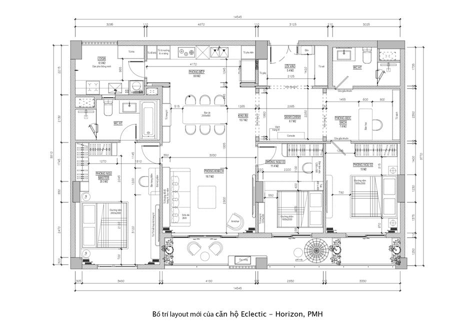 Căn Hộ Mang Phong Cách Eclectic 148m² – Nét Độc Đáo Tại Phú Mỹ Hưng 2 Layout Sau Khi Bố Trí Lại