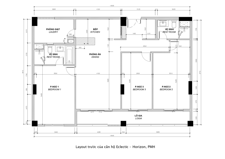 Căn Hộ Mang Phong Cách Eclectic 148m² – Nét Độc Đáo Tại Phú Mỹ Hưng 1 Layout Hiện Trạng Của Căn Hộ