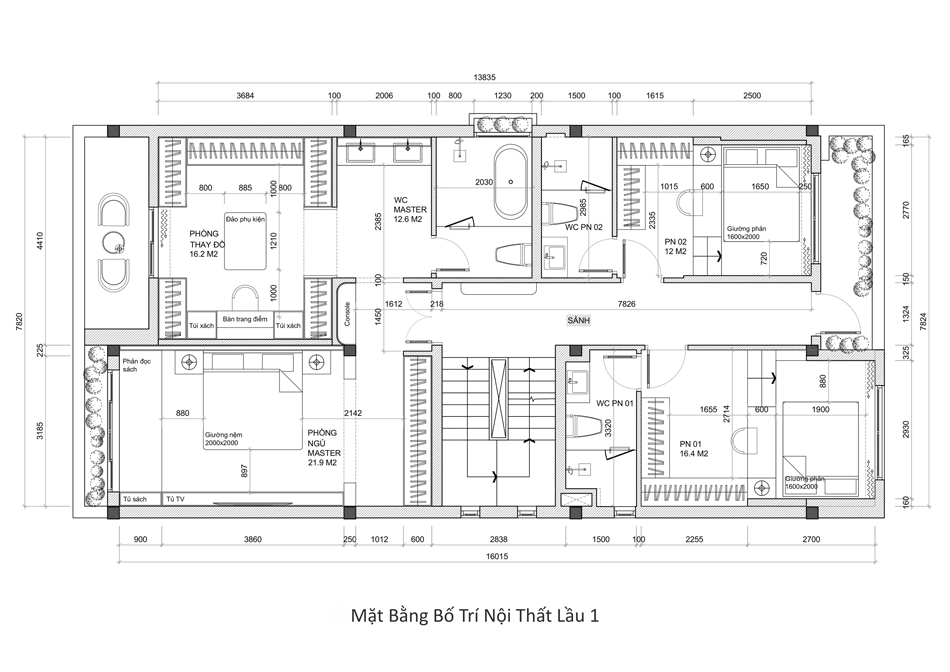 Layout Lầu 1Của Floréa Villa