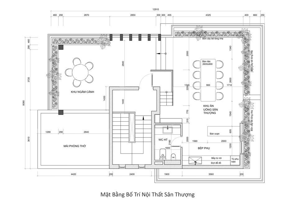 Layout Sân Thượng (Lầu 3) Của Floréa Villa