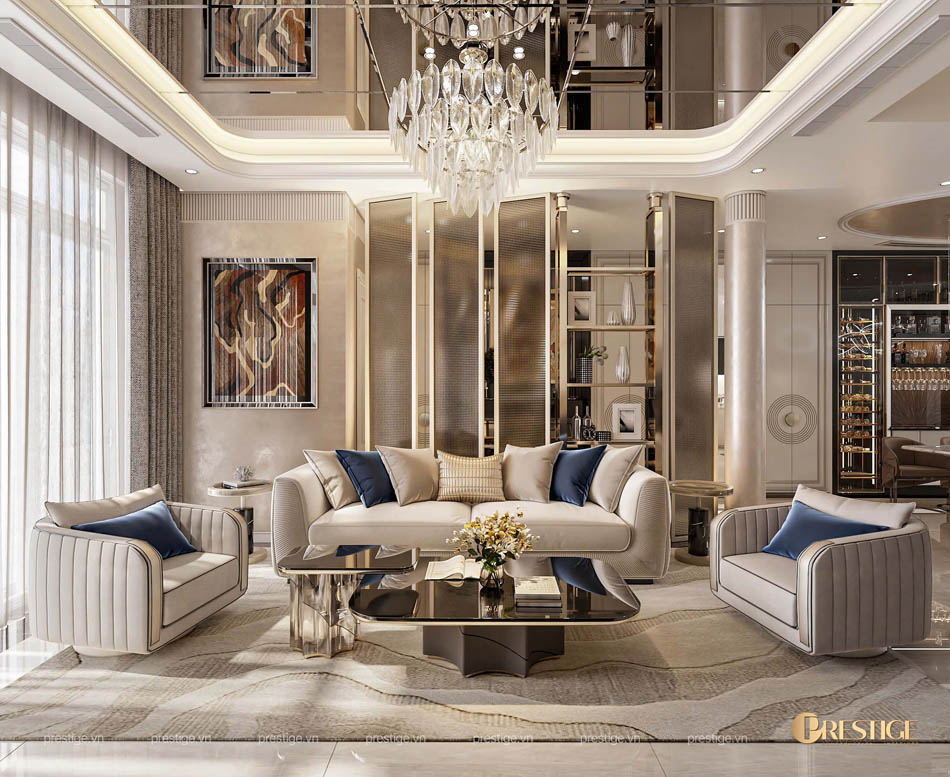 Villa De Luxe - Không Gian Sống Hiện Đại Giữa Làng Biệt Thự Hưng Thái 3 Thiết Kế Nội Thất Phòng Khách Biệt Thự Hiện Đại