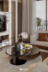 Thiết kế nội thất căn hộ Duplex Zeit River–Thủ Thiêm 23 Ban Thiet Ke Phong Khach Can Ho Duplex Zeit Thu Thiem Phong Cach Modern Luxury