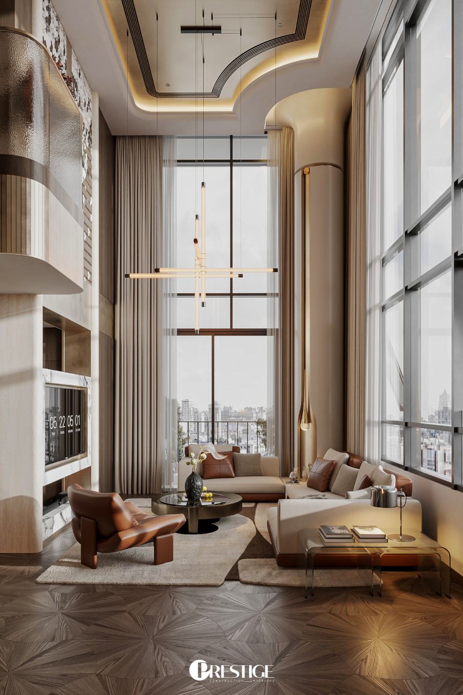 Thiết kế nội thất căn hộ Duplex Zeit River–Thủ Thiêm 1 Ban Thiet Ke Phong Khach Can Ho Duplex Zeit Thu Thiem Phong Cach Modern Luxury 9