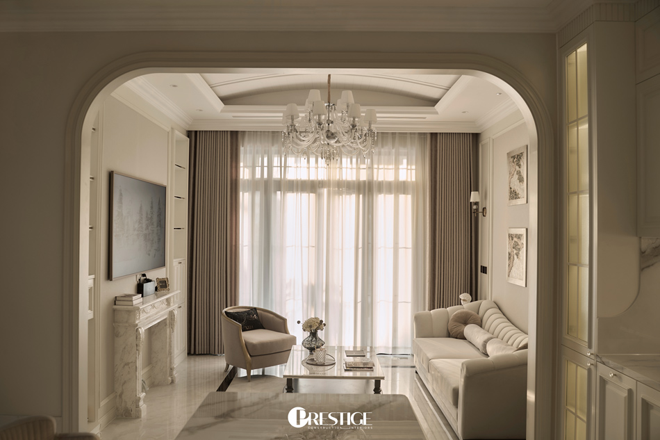 Hoàn Thiện Biệt Thự Neo Classic tại Tây Ninh - Floréa Villa 4 Hoàn Thiện Phòng Khách Phong Cách Tân Cổ Điển