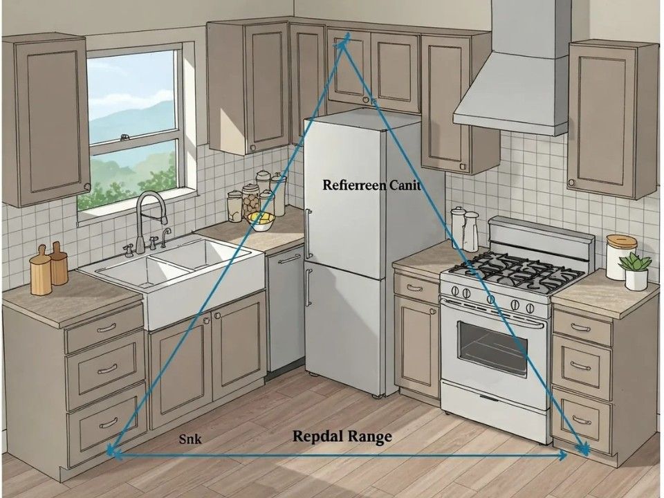 Bếp Chữ L Với Tam Giác