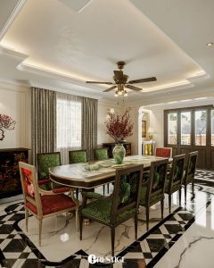 Thiet Ke Biet Thu Indochine Villa London Noi That Tang Tret Bep Ban An 13